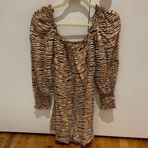 Faithful the Brand Animal Print Puff Sleeve Dress